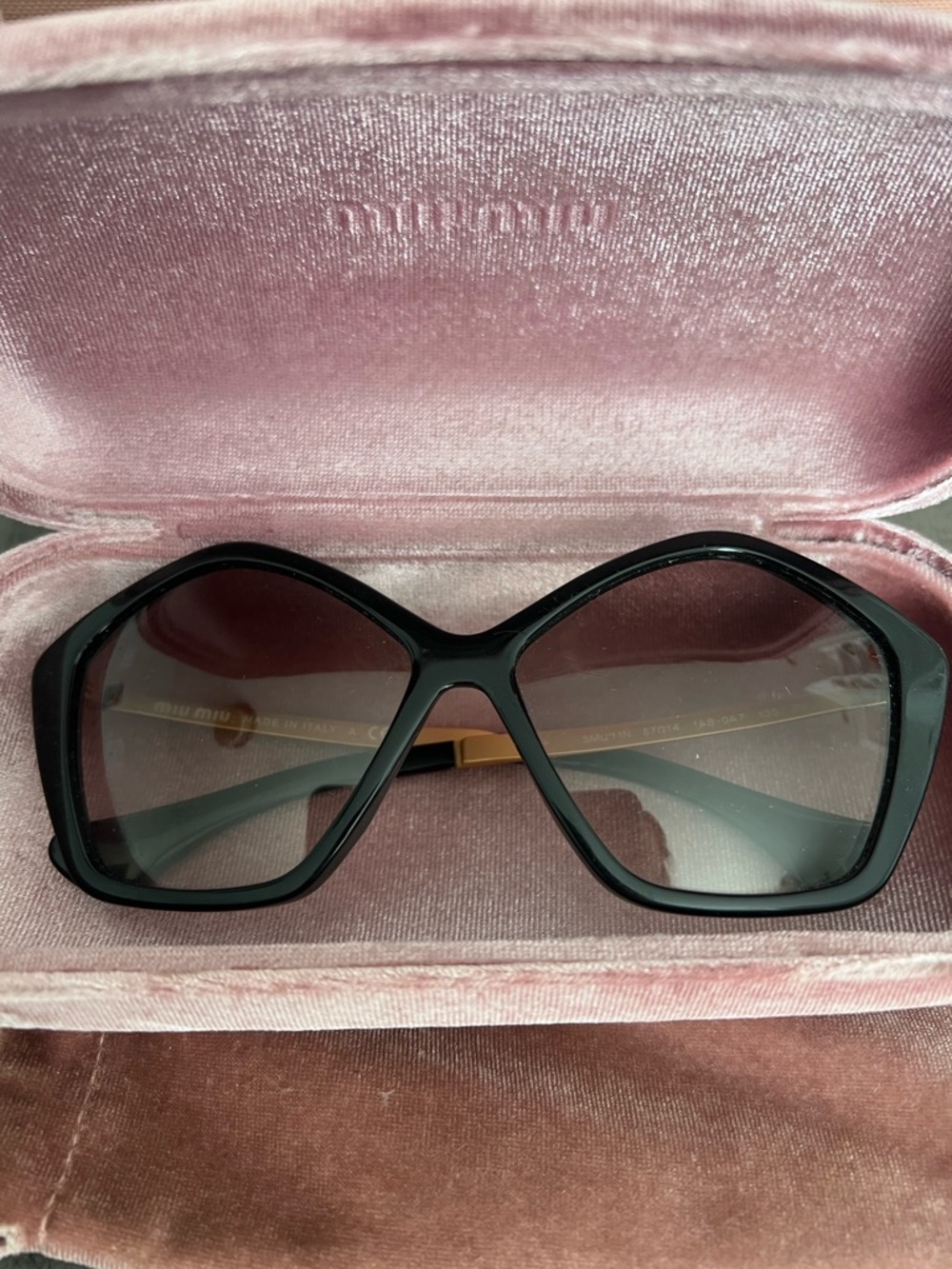 Miu Miu Black Oversized Geometric Sunglasses